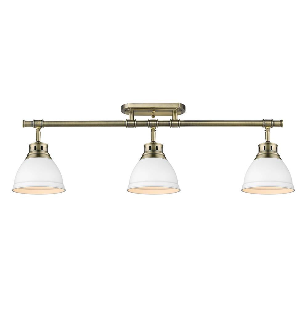 Golden Lighting 3602-3SF AB-WHT Aged Brass Yep By Golden Lighting Duncan 3-light Semi-flush Mount In Aged Brass And Matte White Shade Image 3