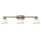 Golden Lighting 3602-3SF AB-WHT Aged Brass Yep By Golden Lighting Duncan 3-light Semi-flush Mount In Aged Brass And Matte White Shade Image 2