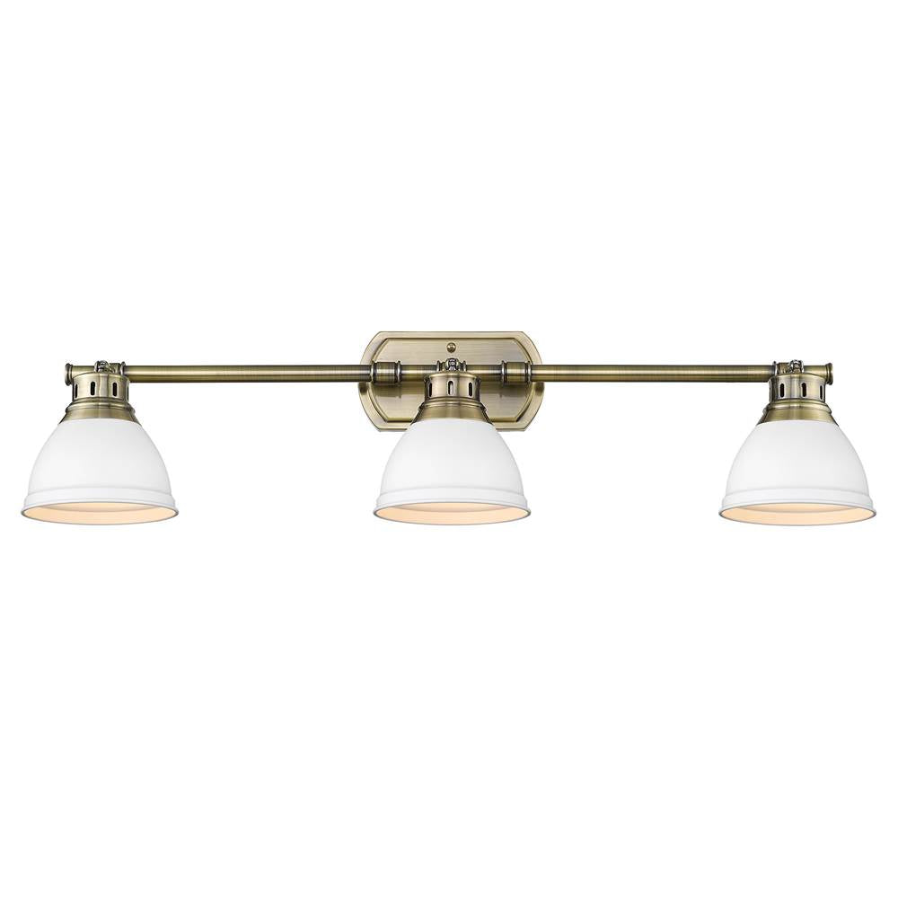 Golden Lighting 3602-3SF AB-WHT Aged Brass Yep By Golden Lighting Duncan 3-light Semi-flush Mount In Aged Brass And Matte White Shade Image 2