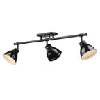 Golden Lighting Duncan Yep By Golden Lighting Duncan 3-light Semi-flush Mount In Aged Brass And Black Shade
