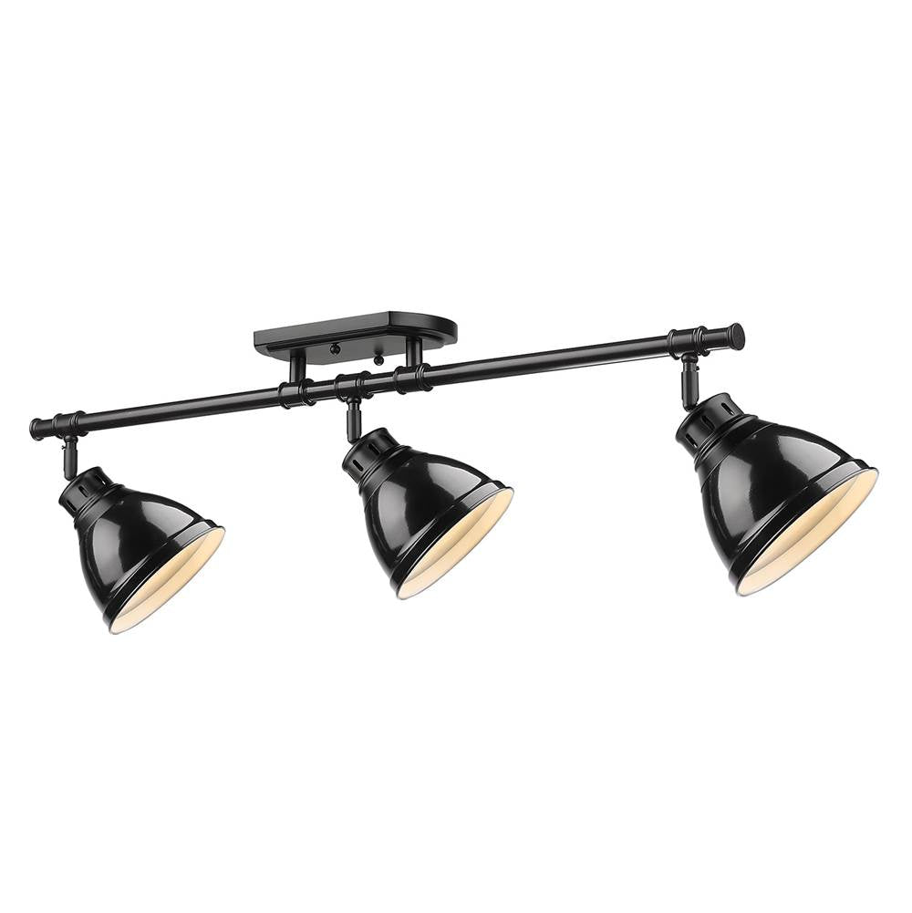 Golden Lighting 3602-3SF BLK-BK Matte Black Yep By Golden Lighting Duncan 3-light Semi-flush Mount In Matte Black And Black Shade Image 3