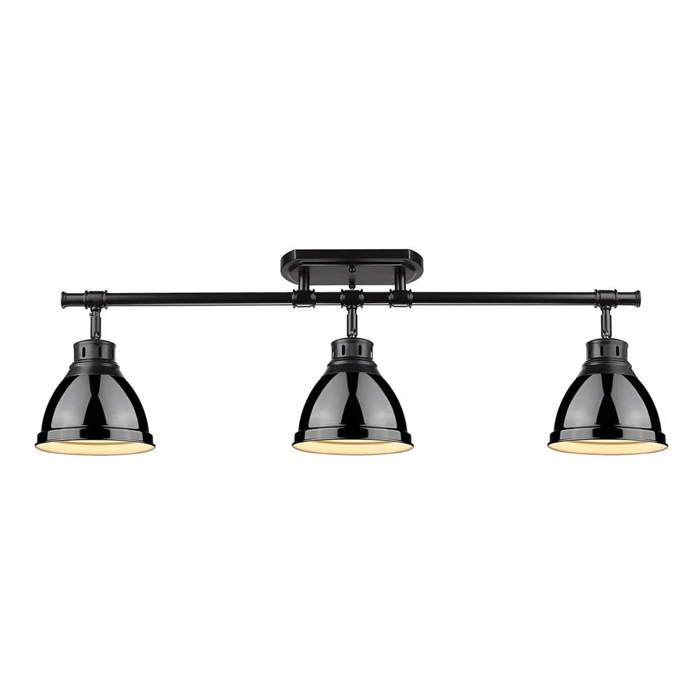 Golden Lighting 3602-3SF BLK-BK Matte Black Yep By Golden Lighting Duncan 3-light Semi-flush Mount In Matte Black And Black Shade Image 2