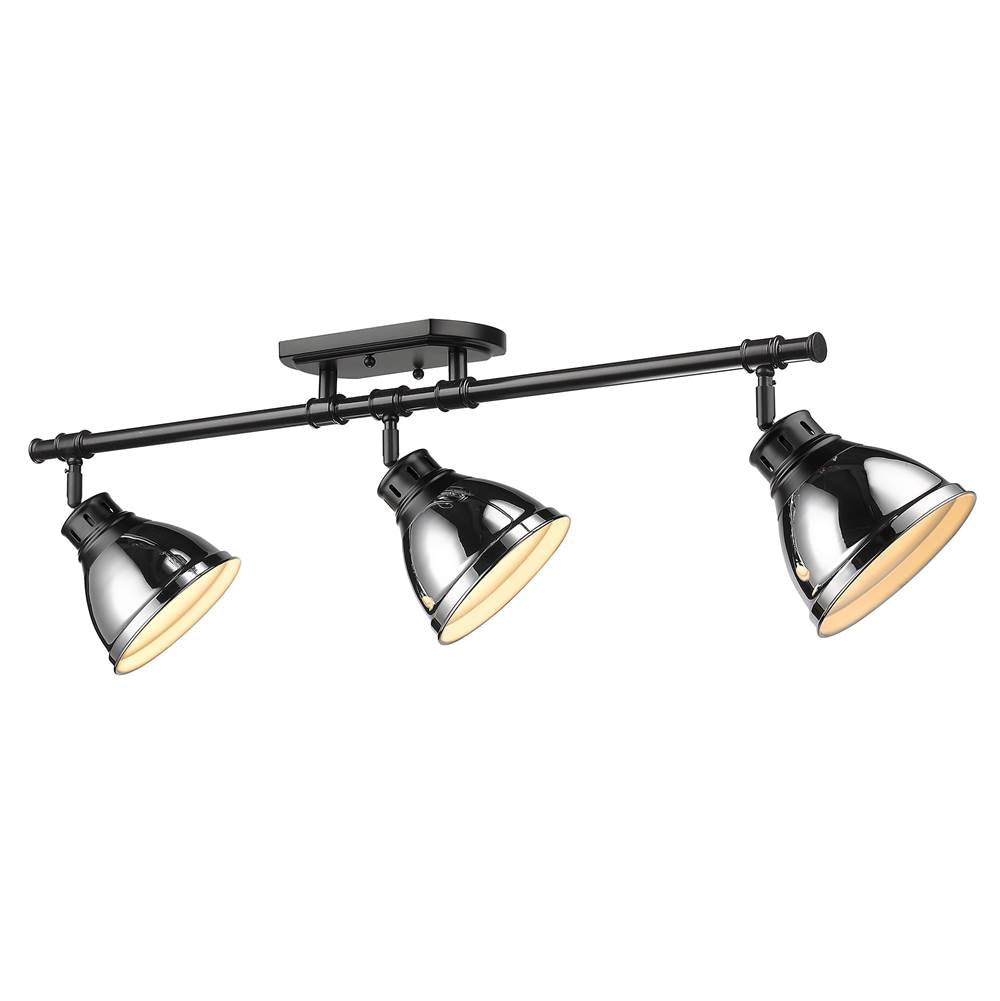 Golden Lighting Duncan Yep By Golden Lighting Duncan 3-light Semi-flush Mount In Aged Brass And Chrome Shade