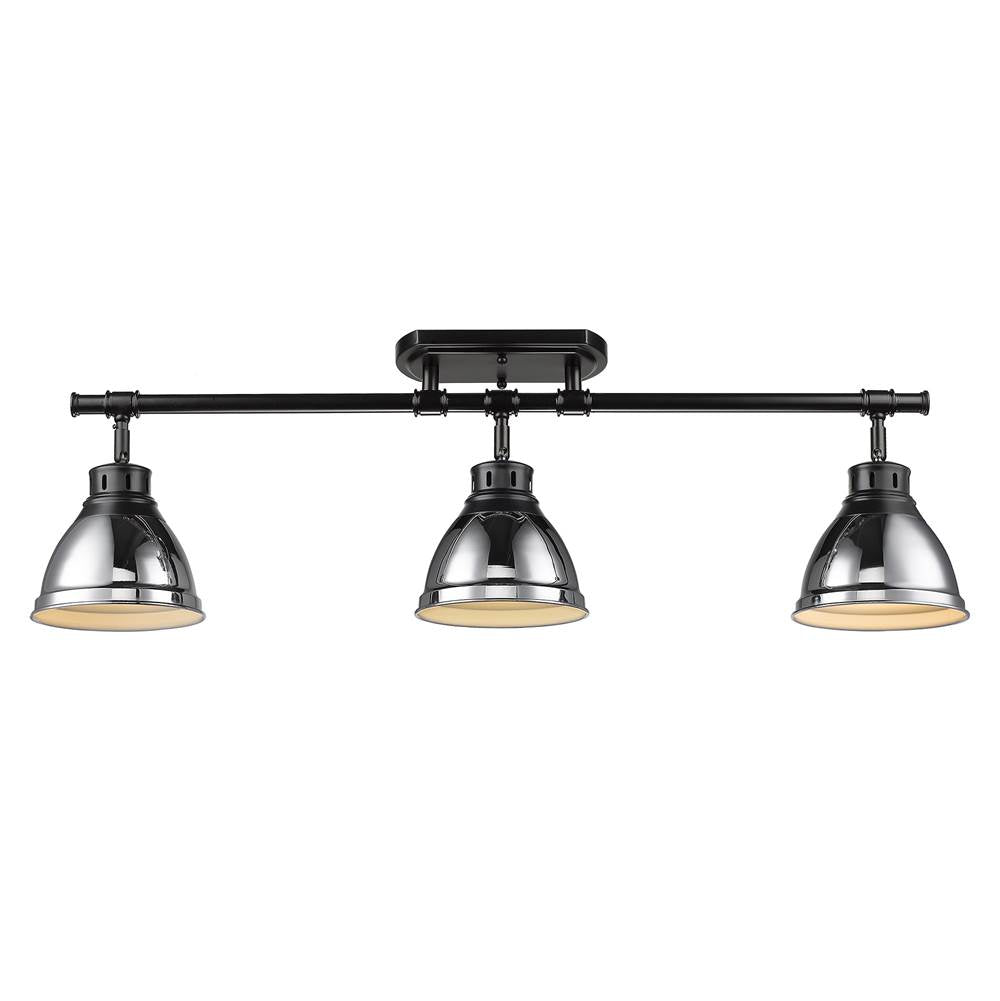 Golden Lighting 3602-3SF BLK-CH Matte Black Yep By Golden Lighting Duncan 3-light Semi-flush Mount In Matte Black And Chrome Shade Image 2