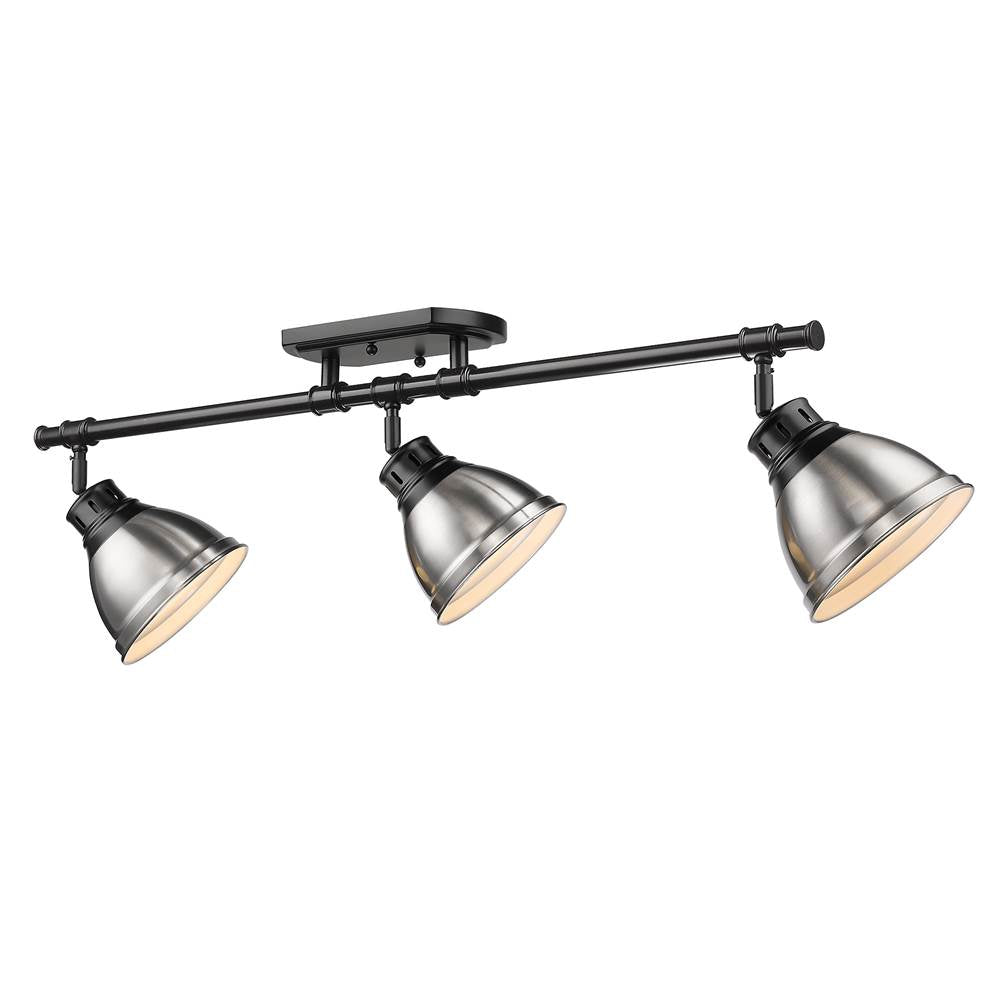 Golden Lighting Duncan Yep By Golden Lighting Duncan 3-light Semi-flush Mount In Aged Brass And Pewter Shade