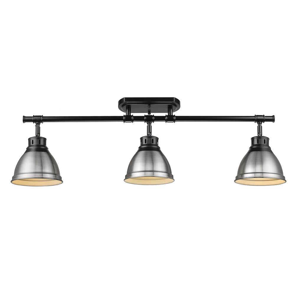 Golden Lighting 3602-3SF BLK-PW Matte Black Yep By Golden Lighting Duncan 3-light Semi-flush Mount In Matte Black And Pewter Shade Image 2