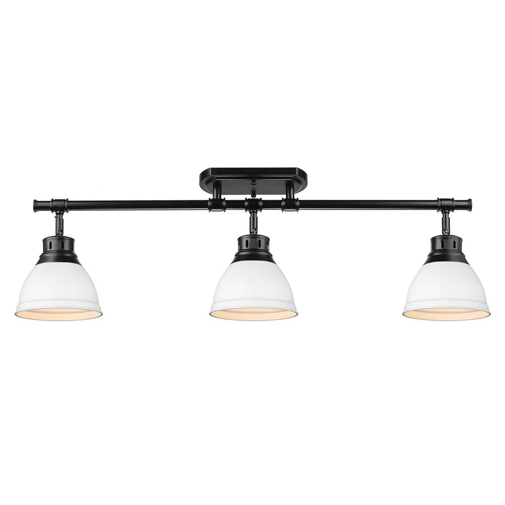 Golden Lighting 3602-3SF BLK-WHT Matte Black Yep By Golden Lighting Duncan 3-light Semi-flush Mount In Matte Black And Matte White Shade Image 3