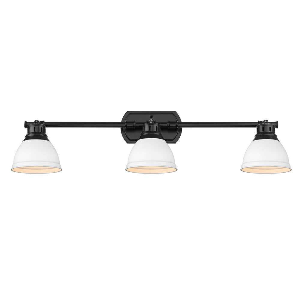 Golden Lighting 3602-3SF BLK-WHT Matte Black Yep By Golden Lighting Duncan 3-light Semi-flush Mount In Matte Black And Matte White Shade Image 2