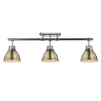 Golden Lighting 3602-3SF CH-AB Chrome Yep By Golden Lighting Duncan 3-light Semi-flush Mount In Chrome And Aged Brass Shade Image 2