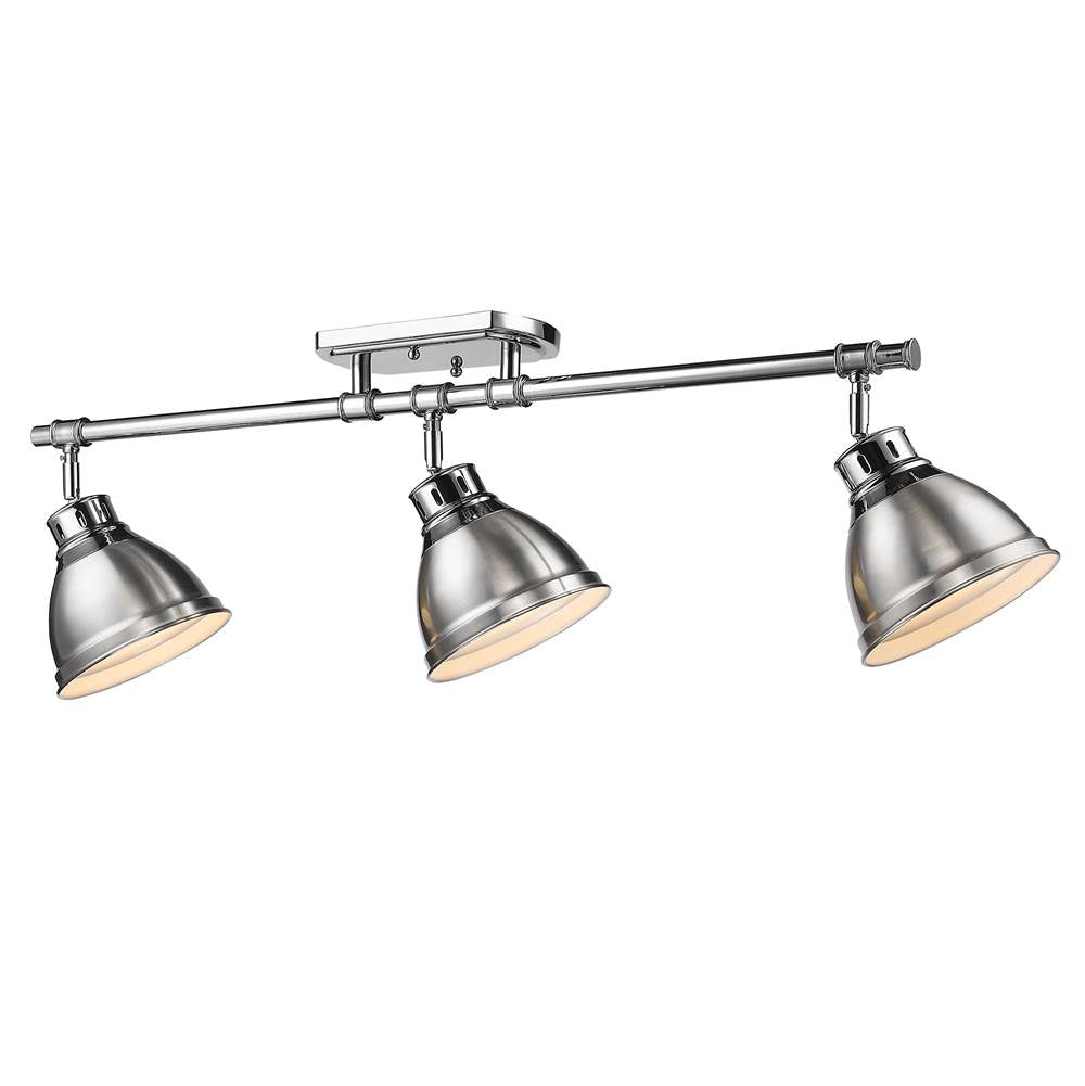 Golden Lighting Duncan Yep By Golden Lighting Duncan 3-light Semi-flush Mount In Aged Brass And Pewter Shade