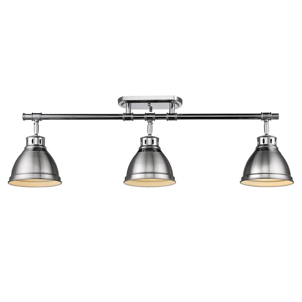 Golden Lighting 3602-3SF CH-PW Chrome Yep By Golden Lighting Duncan 3-light Semi-flush Mount In Chrome And Pewter Shade Image 2