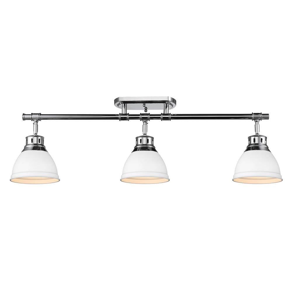 Golden Lighting 3602-3SF CH-WHT Chrome Yep By Golden Lighting Duncan 3-light Semi-flush Mount In Chrome And Matte White Shade Image 3