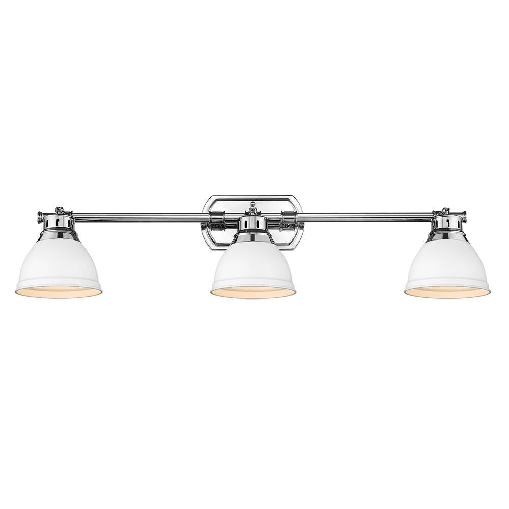 Golden Lighting 3602-3SF CH-WHT Chrome Yep By Golden Lighting Duncan 3-light Semi-flush Mount In Chrome And Matte White Shade Image 2
