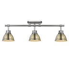 Golden Lighting 3602-3SF PW-AB Pewter Yep By Golden Lighting Duncan 3-light Semi-flush Mount In Pewter And Aged Brass Shade Image 2