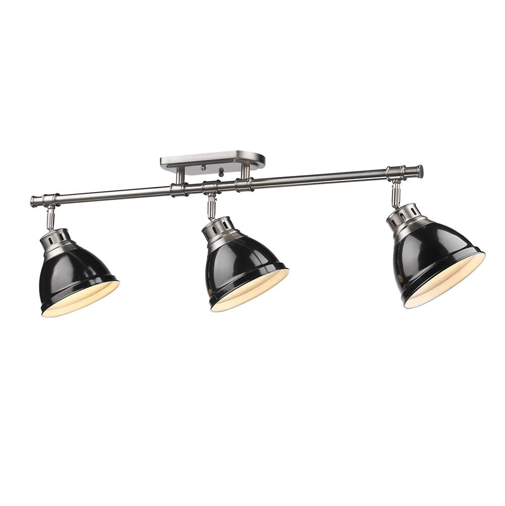 Golden Lighting Duncan Yep By Golden Lighting Duncan 3-light Semi-flush Mount In Aged Brass And Black Shade
