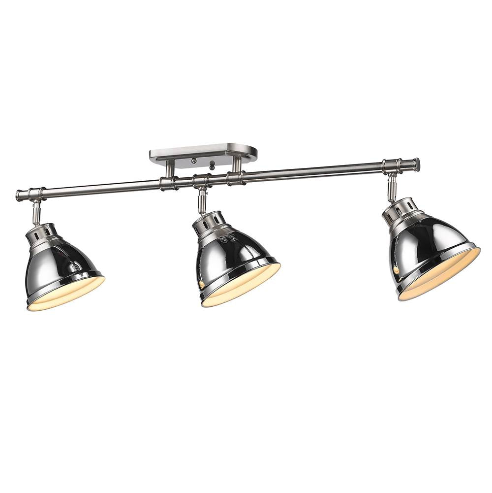 Golden Lighting Duncan Yep By Golden Lighting Duncan 3-light Semi-flush Mount In Aged Brass And Chrome Shade