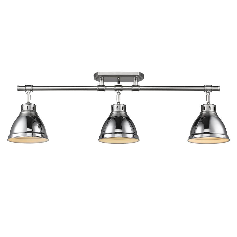 Golden Lighting 3602-3SF PW-CH Pewter Yep By Golden Lighting Duncan 3-light Semi-flush Mount In Pewter And Chrome Shade Image 2