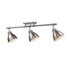 Golden Lighting Duncan Yep By Golden Lighting Duncan 3-light Semi-flush Mount In Aged Brass And Pewter Shade