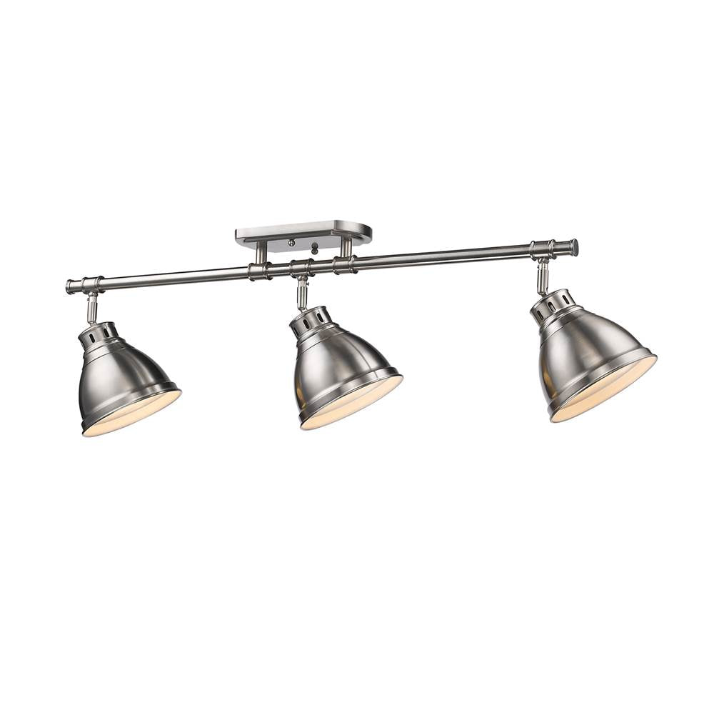 Golden Lighting Duncan Yep By Golden Lighting Duncan 3-light Semi-flush Mount In Aged Brass And Pewter Shade