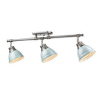 Golden Lighting Duncan Yep By Golden Lighting Duncan 3-light Semi-flush Mount In Aged Brass And Seafoam Shade