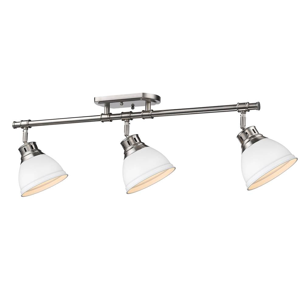 Golden Lighting Duncan Yep By Golden Lighting Duncan 3-light Semi-flush Mount In Aged Brass And Matte White Shade