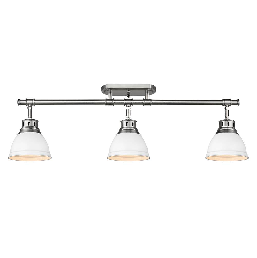 Golden Lighting 3602-3SF PW-WHT Pewter Yep By Golden Lighting Duncan 3-light Semi-flush Mount In Pewter And Matte White Shade Image 3