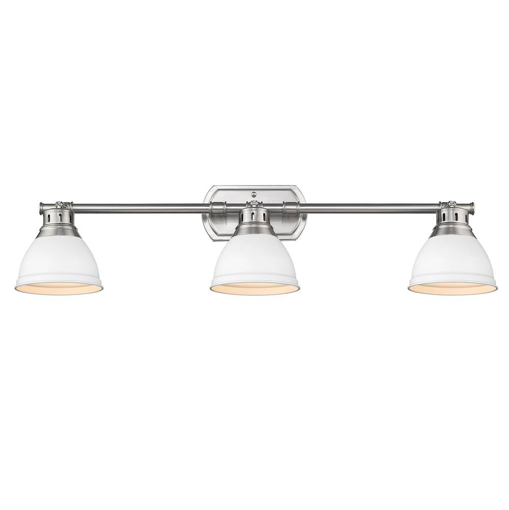Golden Lighting 3602-3SF PW-WHT Pewter Yep By Golden Lighting Duncan 3-light Semi-flush Mount In Pewter And Matte White Shade Image 2
