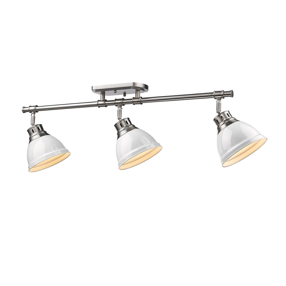 Golden Lighting Duncan Yep By Golden Lighting Duncan 3-light Semi-flush Mount In Aged Brass And White Shade