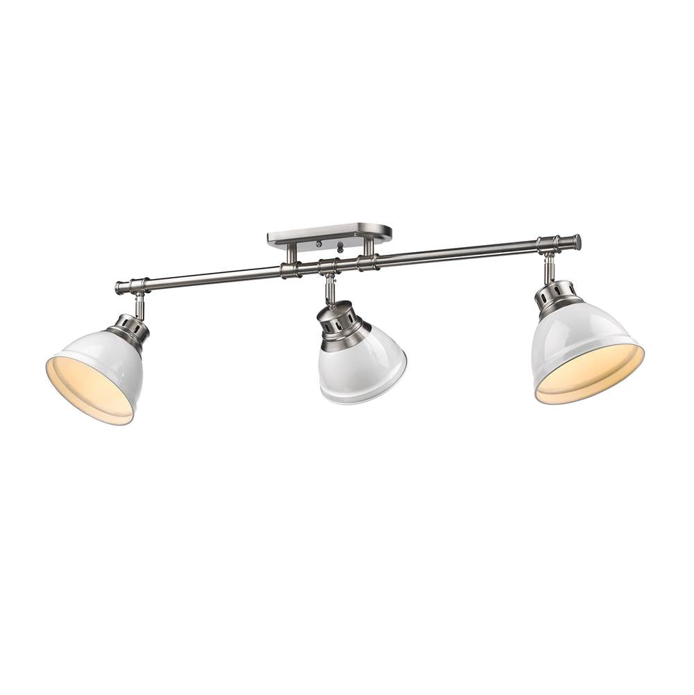Golden Lighting 3602-3SF PW-WH Pewter Yep By Golden Lighting Duncan 3-light Semi-flush Mount In Pewter And White Shade Image 2