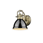 Golden Lighting Duncan Yep By Golden Lighting Duncan 1-light Vanity In Aged Brass And Black Shade