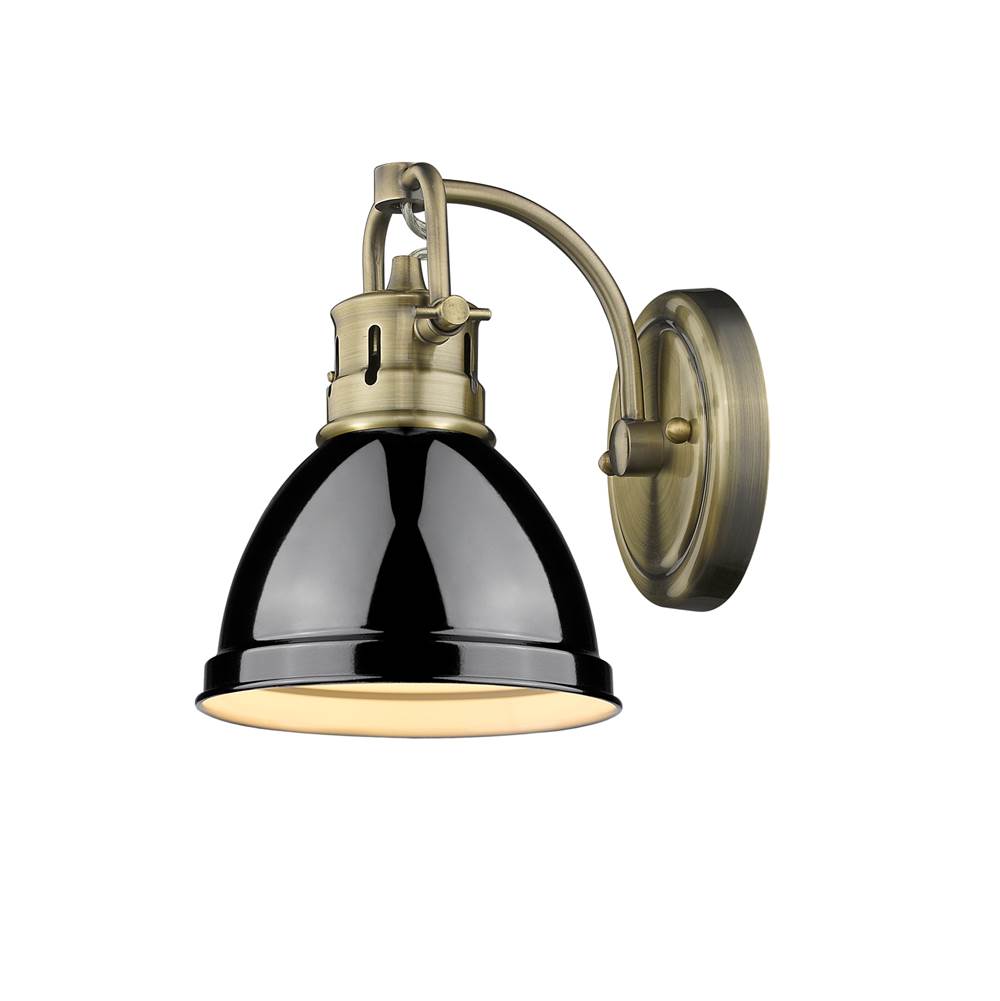 Golden Lighting 3602-BA1 AB-BK Aged Brass Yep By Golden Lighting Duncan 1-light Vanity In Aged Brass And Black Shade Image 1