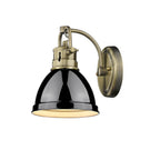 Golden Lighting 3602-BA1 AB-BK Aged Brass Yep By Golden Lighting Duncan 1-light Vanity In Aged Brass And Black Shade Image 1