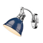 Golden Lighting Duncan Yep By Golden Lighting Duncan 1-light Vanity In Aged Brass And Navy Blue Shade