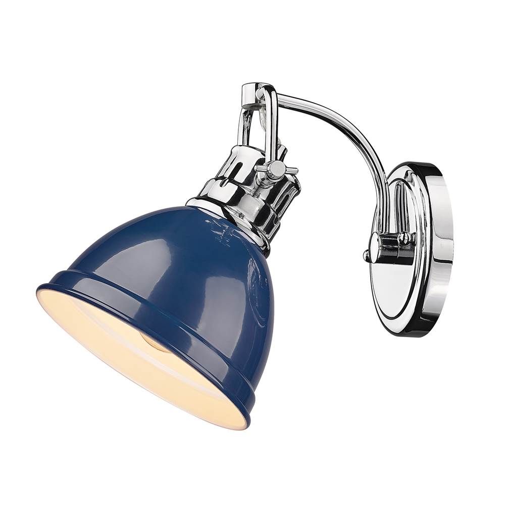 Golden Lighting Duncan Yep By Golden Lighting Duncan 1-light Vanity In Aged Brass And Navy Blue Shade