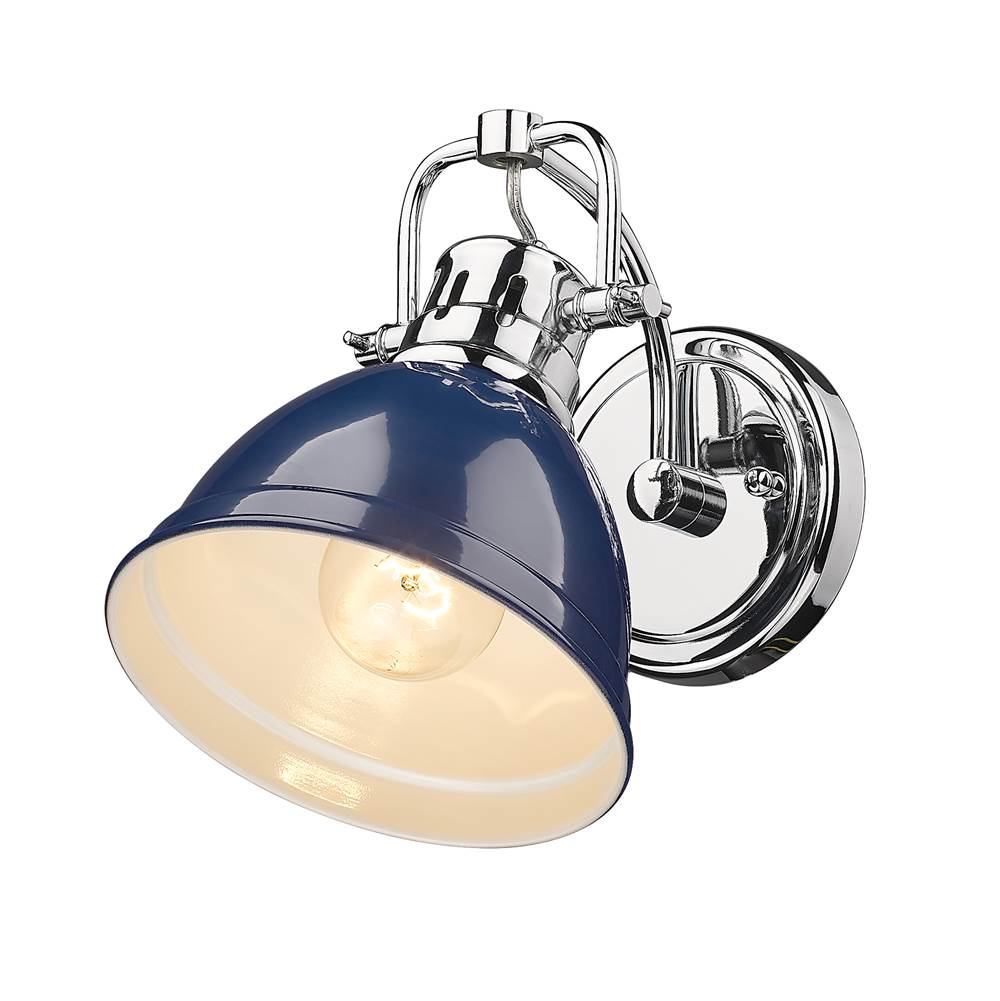 Golden Lighting 3602-BA1 CH-NVY Chrome Yep By Golden Lighting Duncan 1-light Vanity In Chrome And Navy Blue Shade Image 4