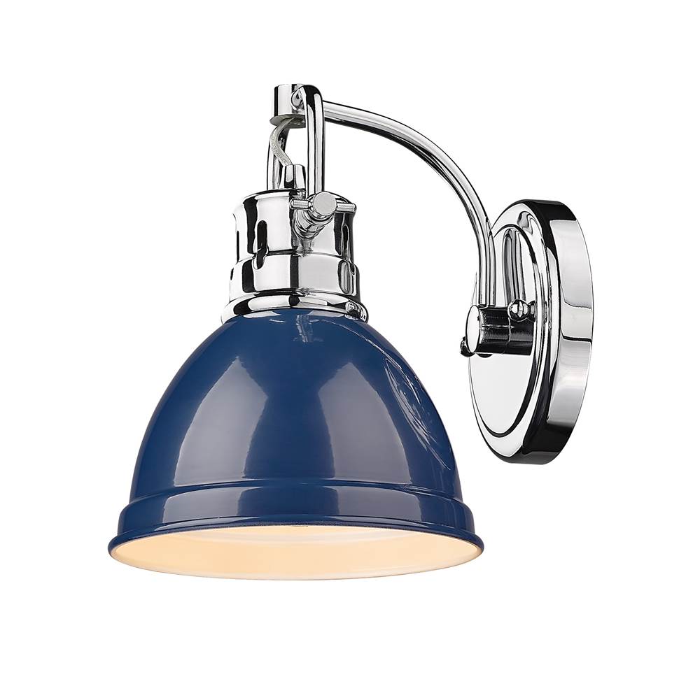 Golden Lighting 3602-BA1 CH-NVY Chrome Yep By Golden Lighting Duncan 1-light Vanity In Chrome And Navy Blue Shade Image 3