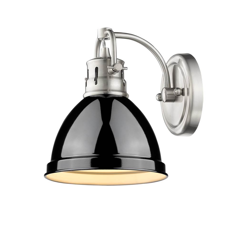Golden Lighting Duncan Yep By Golden Lighting Duncan 1-light Vanity In Aged Brass And Black Shade