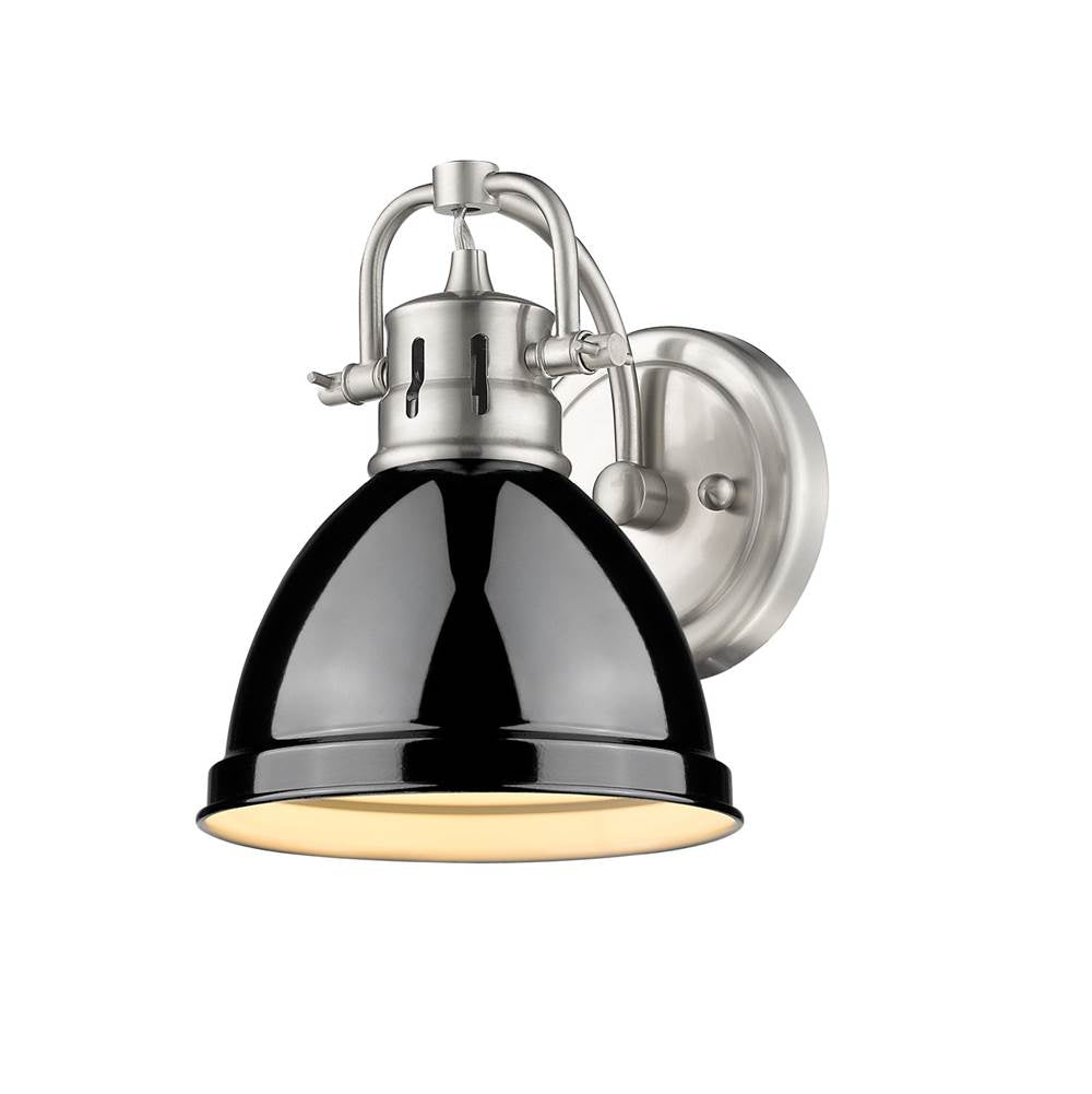 Golden Lighting 3602-BA1 PW-BK Pewter Yep By Golden Lighting Duncan 1-light Vanity In Pewter And Black Shade Image 2