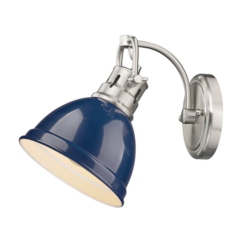 Golden Lighting Duncan Yep By Golden Lighting Duncan 1-light Vanity In Aged Brass And Navy Blue Shade