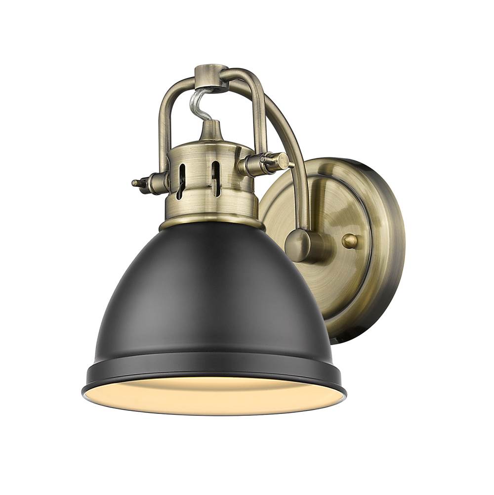 Golden Lighting 3602-BA1 AB-BLK Aged Brass Yep By Golden Lighting Duncan 1-light Vanity In Aged Brass And Matte Black Shade Image 1