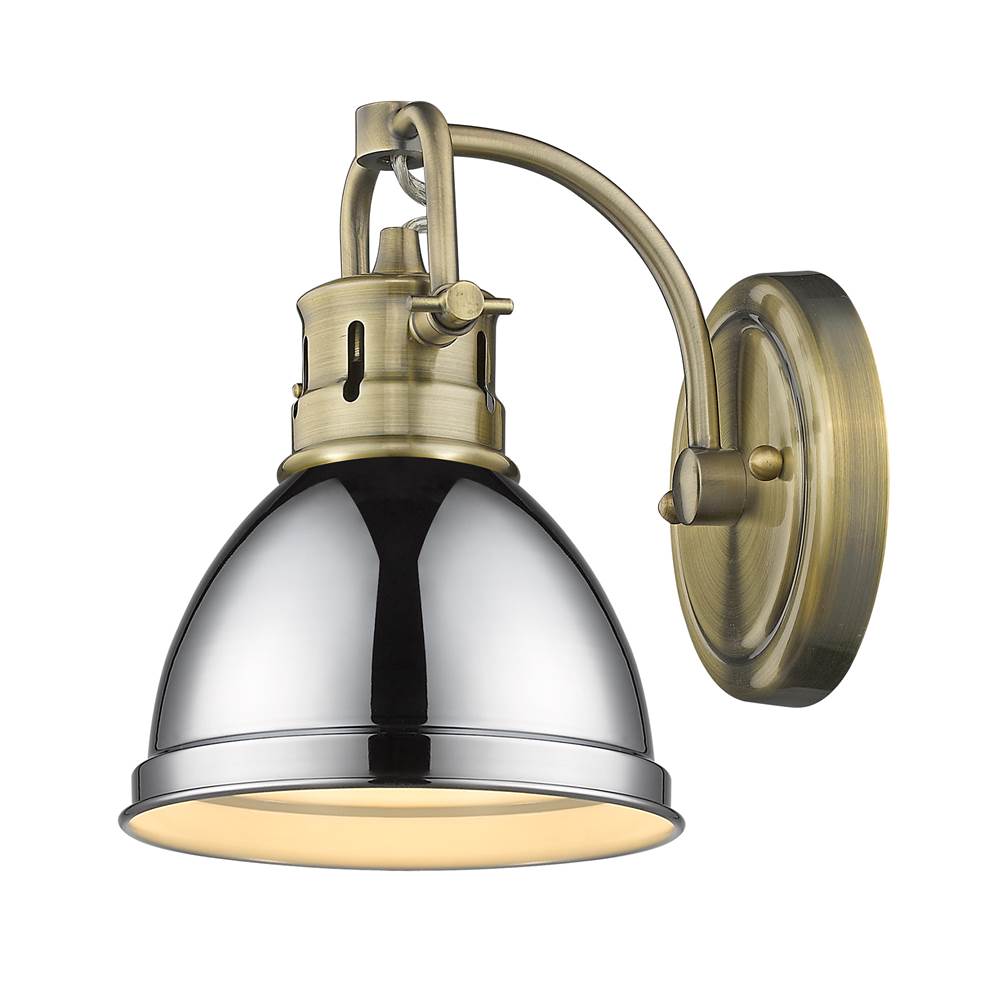 Golden Lighting Duncan Yep By Golden Lighting Duncan 1-light Vanity In Aged Brass And Chrome Shade