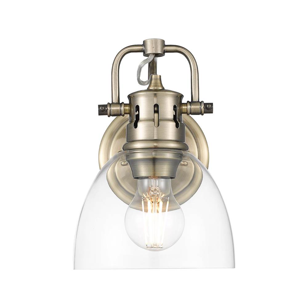 Golden Lighting 3602-BA1 AB-CLR Aged Brass Yep By Golden Lighting Duncan 1-light Vanity In Aged Brass And Clear Glass Image 1