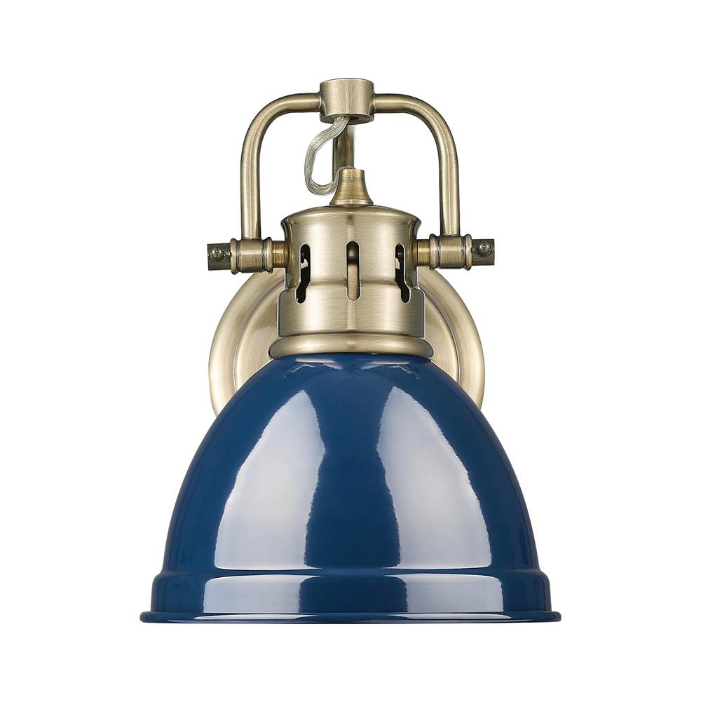 Golden Lighting 3602-BA1 AB-NVY Aged Brass Yep By Golden Lighting Duncan 1-light Vanity In Aged Brass And Navy Blue Shade Image 1