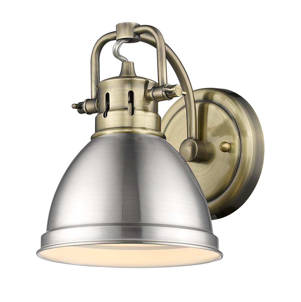 Golden Lighting 3602-BA1 AB-PW Aged Brass Yep By Golden Lighting Duncan 1-light Vanity In Aged Brass And Pewter Shade Image 1