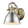 Golden Lighting 3602-BA1 AB-PW Aged Brass Yep By Golden Lighting Duncan 1-light Vanity In Aged Brass And Pewter Shade Image 1