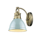Golden Lighting 3602-BA1 AB-SF Aged Brass Yep By Golden Lighting Duncan 1-light Vanity In Aged Brass And Seafoam Shade Image 1