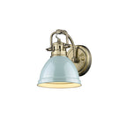 Golden Lighting Duncan Yep By Golden Lighting Duncan 1-light Vanity In Aged Brass And Seafoam Shade