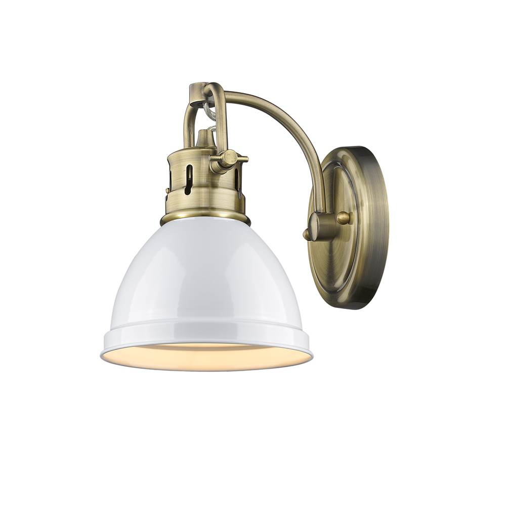 Golden Lighting 3602-BA1 AB-WH Aged Brass Yep By Golden Lighting Duncan 1-light Vanity In Aged Brass And White Shade Image 1