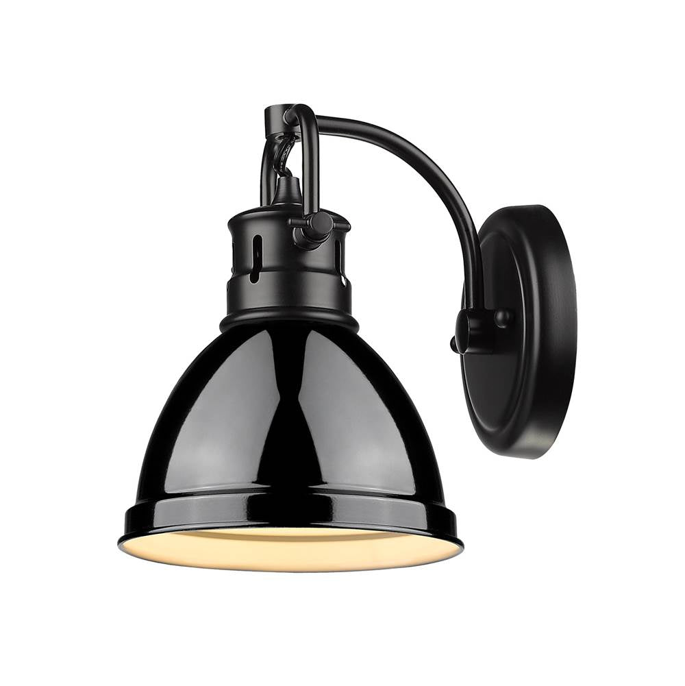 Golden Lighting Duncan Yep By Golden Lighting Duncan 1-light Vanity In Aged Brass And Black Shade