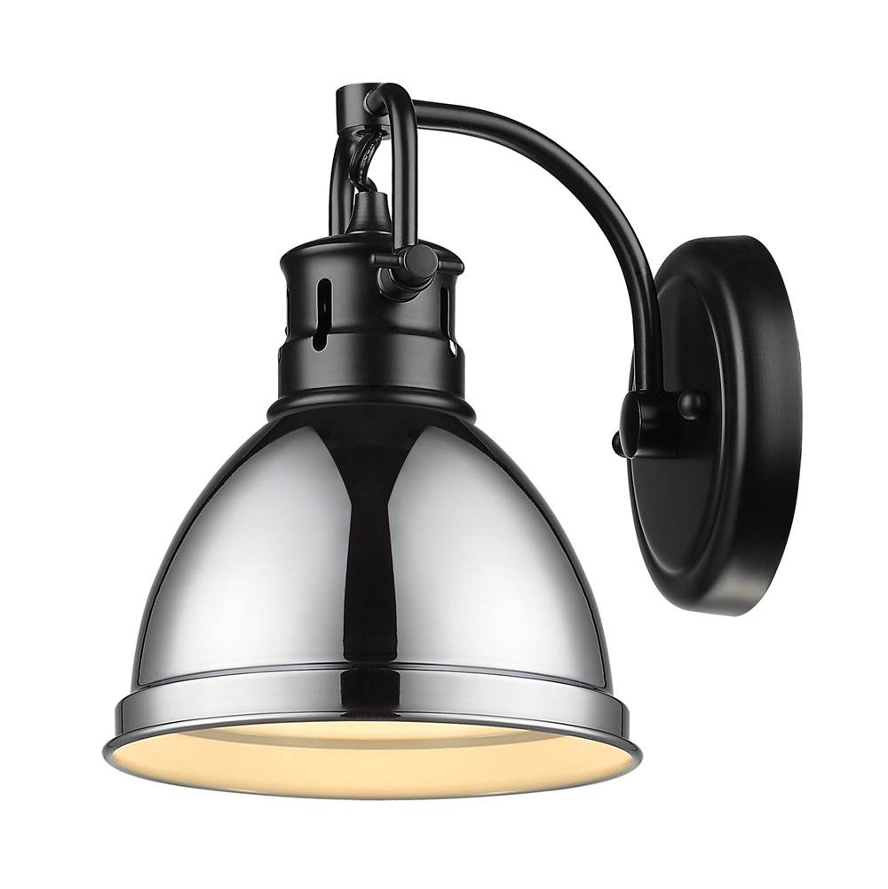 Golden Lighting Duncan Yep By Golden Lighting Duncan 1-light Vanity In Aged Brass And Chrome Shade